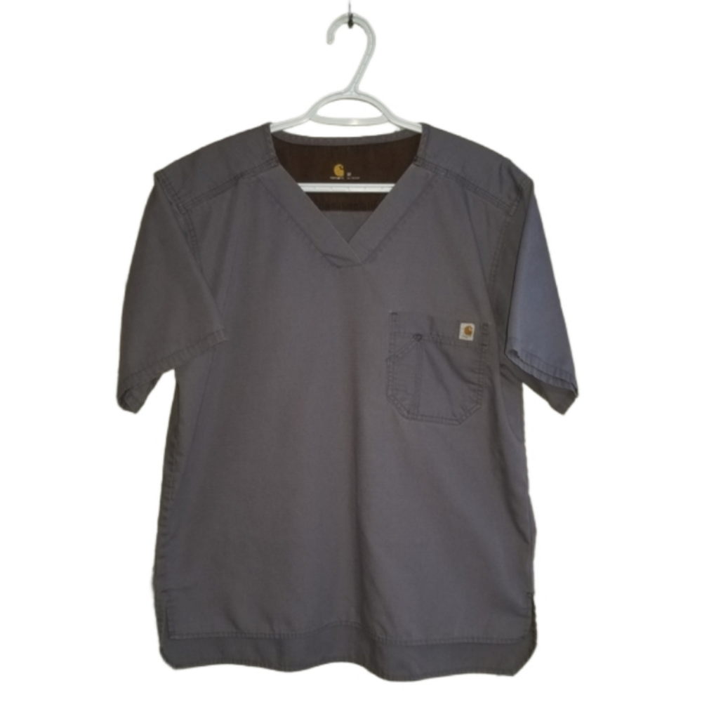 Carhartt Ripstop Fabric Grey Short Sleeve Scrub Top Label Reads Size Medium